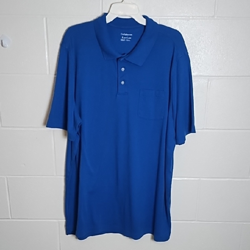Classic Blue Polo Soft side Slits Extra Button Tall